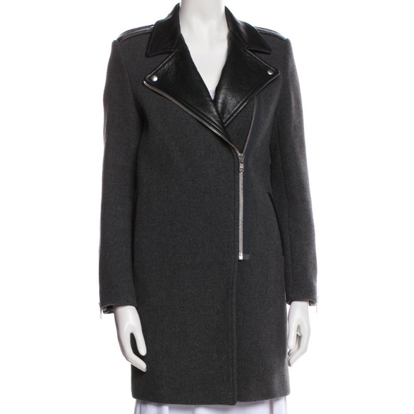 Sandro Charcoal Trench Coat with Black Accents - Picture 1 of 6